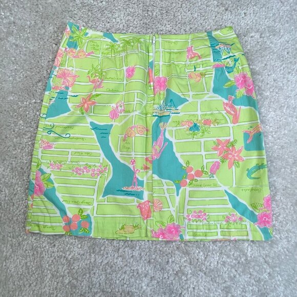 Lilly Pulitzer Green Pink Tropical Skirt VINTAGE Womens 10 - Picture 2 of 7